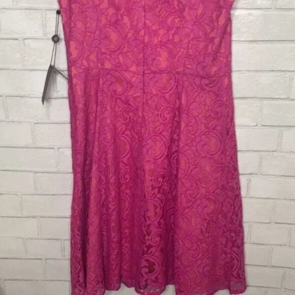 NWT Adrianna Papell Pink Lace Sheath Pocket Dress - Picture 8 of 13